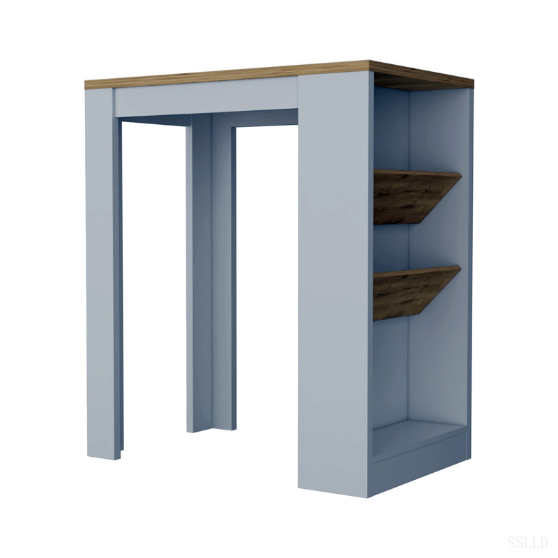 Îlot de cuisine Cecil, tablette à 3 niveaux, plateau en bois manufacturé