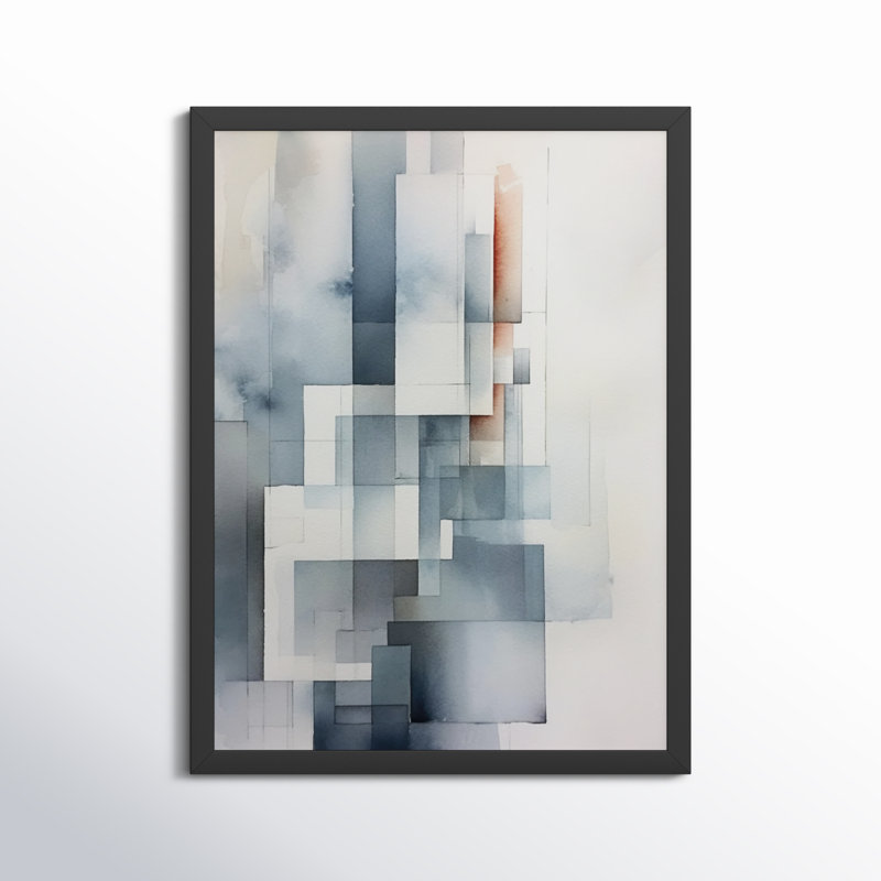 Décoration murale grise et abstraite Zen V - Minimalisme, Cadre simple noir, H 32 po x l 24 po x P 1 po