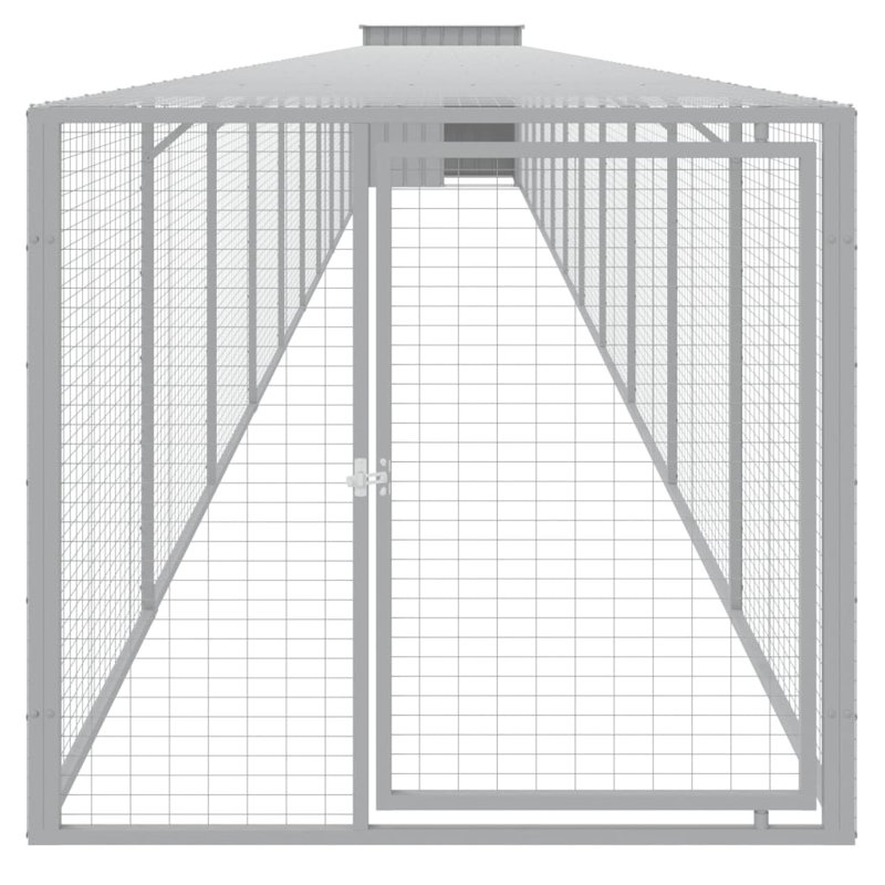 Poulailler avec grillage Ebelina, Gris clair, H 43,3 po x l 43,3 po x P 480,7 po
