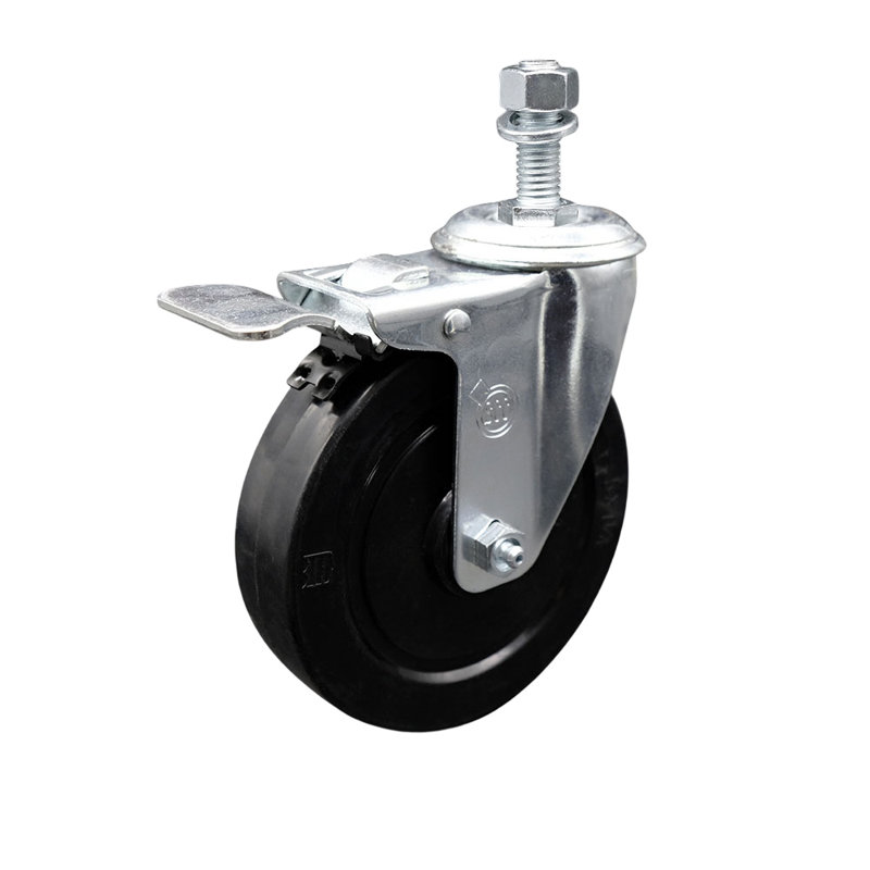 Roulettes pivotantes en caoutchouc souple de 5 po avec roulettes de 12 mm avec frein à verrouillage total SCC