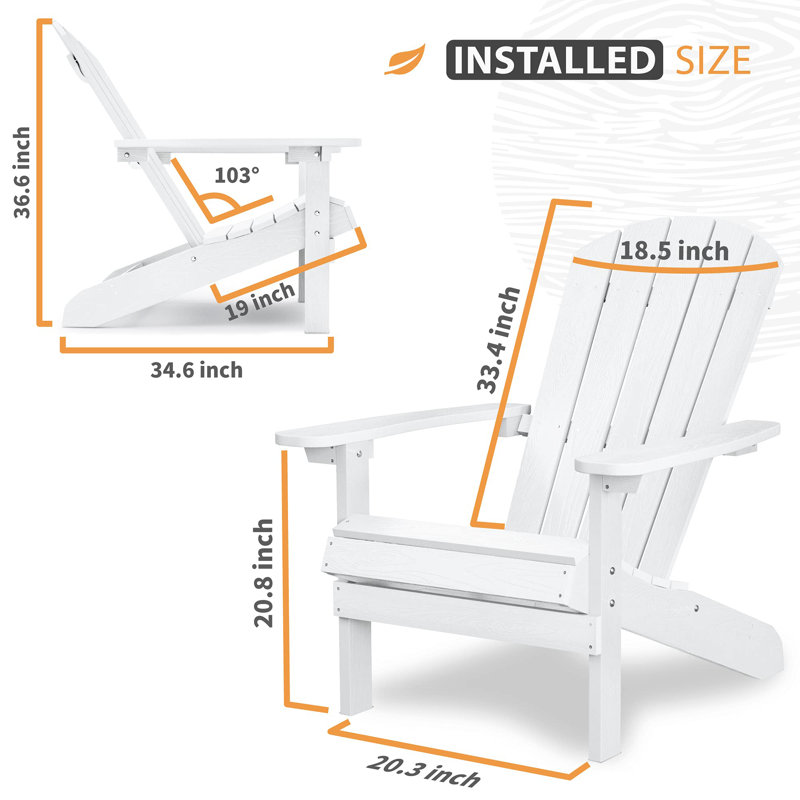 Plastic Patio Adirondack Chair, White