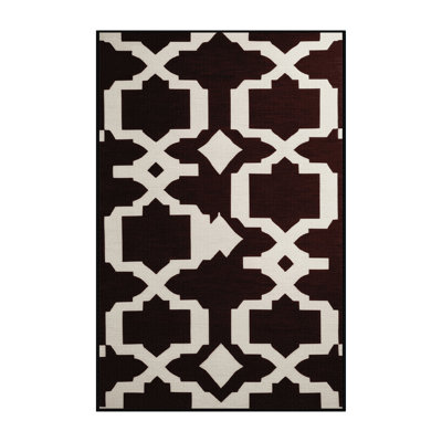 Machine Washable Trellis Black Area Rug