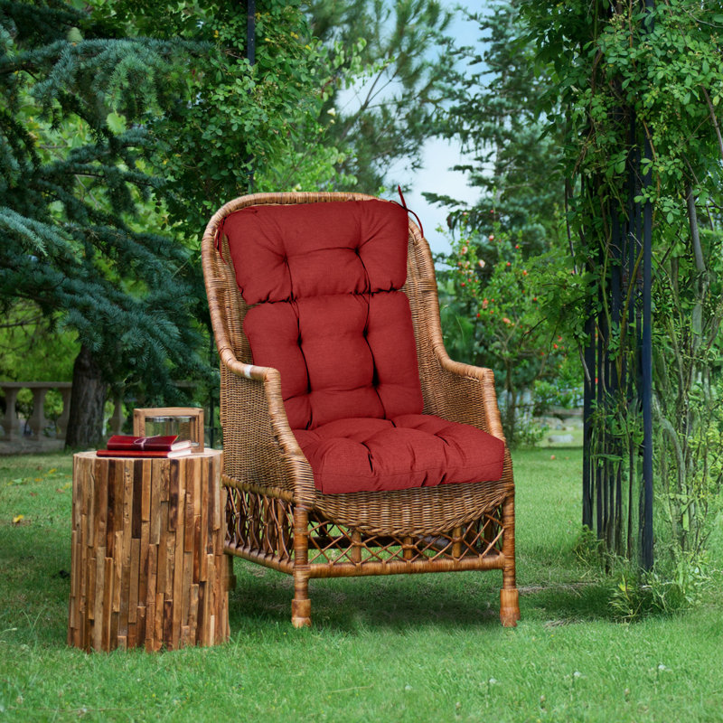  Outdoor Tufted High Back Cushions Patio Replacement Chair Cushion, Set of 2, Red