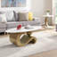 2 tables basses de salon - dorées, ovales et rondes, construites en or pour la décoration de la maison, 2 pièces et tendance