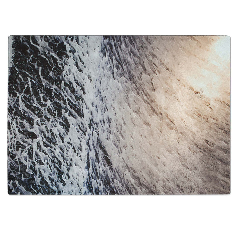 Tempered Glass Wave Curves in Abstract Chopping Board, 39 cm W x 28.5 cm L