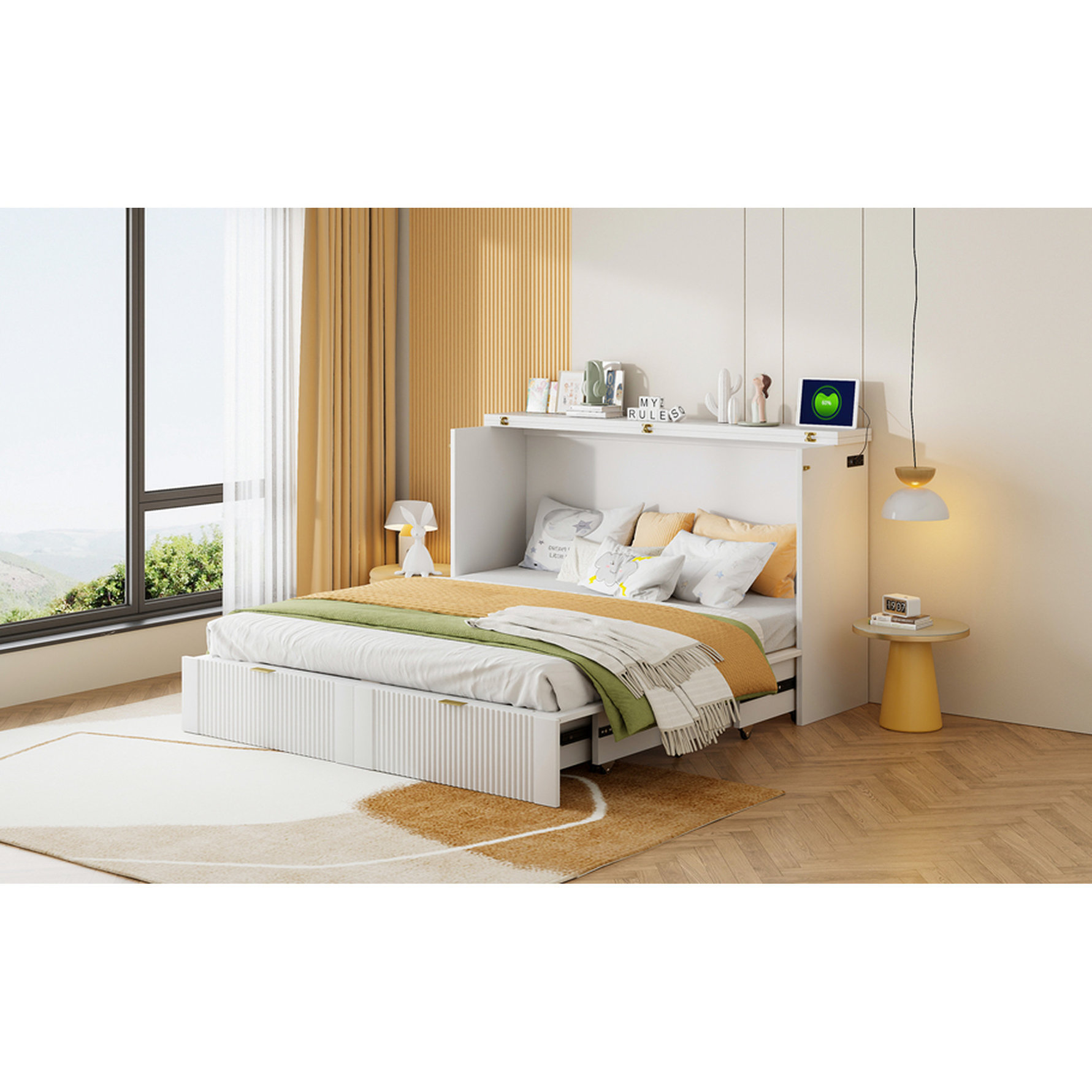Latitude Run® Bed Queen, With Drawer And Fresh Sockets/ Queen Size ...