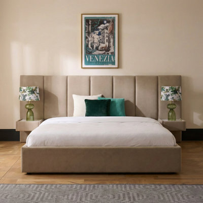 Iokaste Upholstered Lift Storage Bed Frame with Hotel-Style Headboard, Queen Size & King Size Bed Frame, Sprung Slats, Velvet Headboard and Drawers, Gas Lift Hydraulic Support, No Box Spring Needed