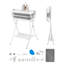 Dog Bathtub, Elevated Dog Bath Tub, 2 in 1 Collapsible Pet Bathing Grooming Wash Station, Portable Foldable Space-saving, Built-in Drain Outlet with Drain Hose for Small Pet Cat, Gray & White