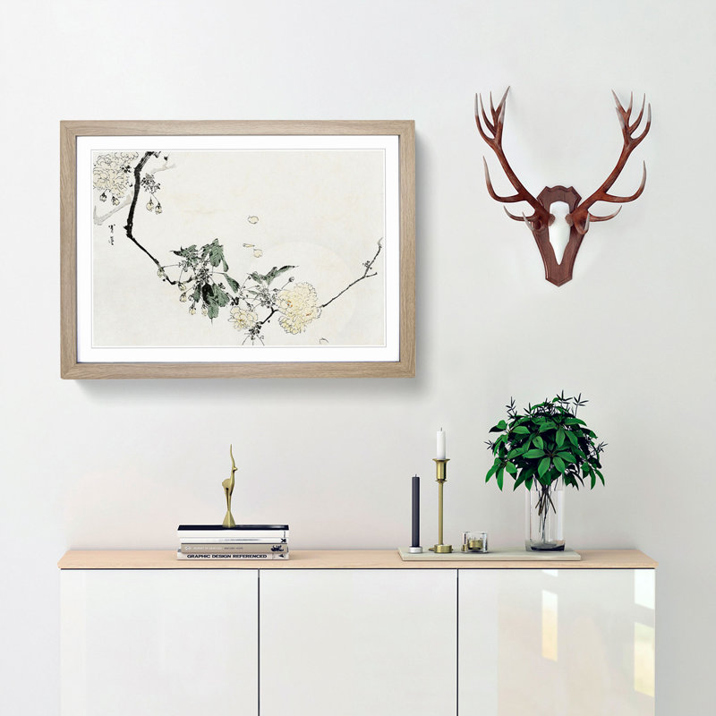 Cherry Blossom by Watanabe Seitei - Picture Frame Art Print, Oak Framed, 27cm H x 36cm W x 2cm D