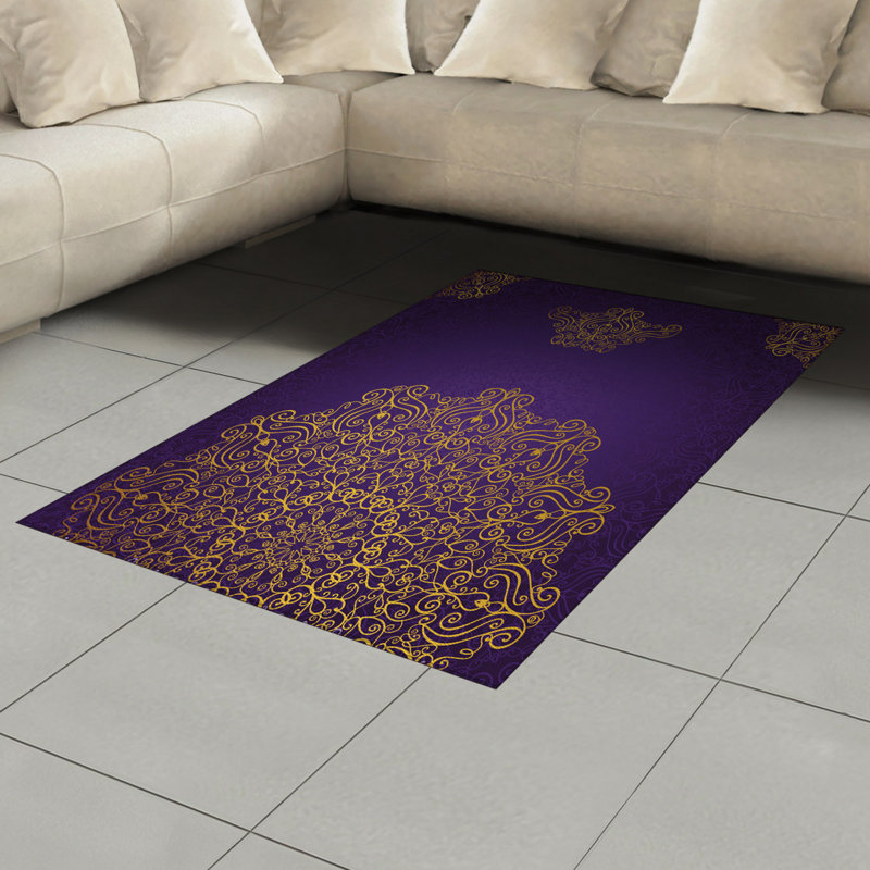 Tapis décoratif en fibres à haute densité Mandala, Rectangle— 4 pi x 5 pi 8 po