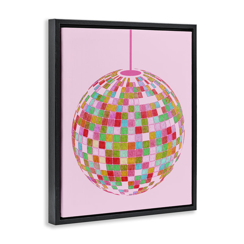 "Bold Moted Disco Ball", art mural encadré par Daphne Polselli, Cadre flottant noir de jais, H 21 po x l 17 po