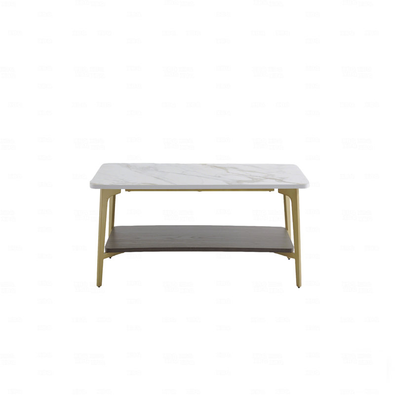 Coffee Table Rectangular Center Table for Living Room Open Space Side Table with Metal Frame