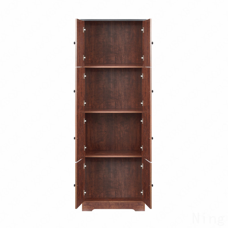 Armoire de rangement murale 8 portes avec 4 tablettes, Brun