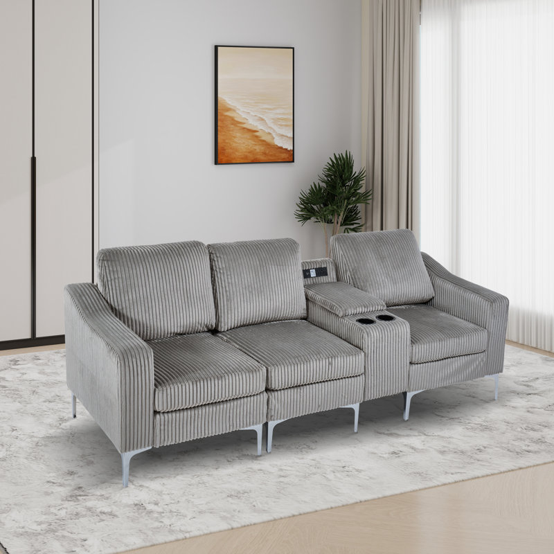 Canapé modulaire rembourré 92,3 po, Gris