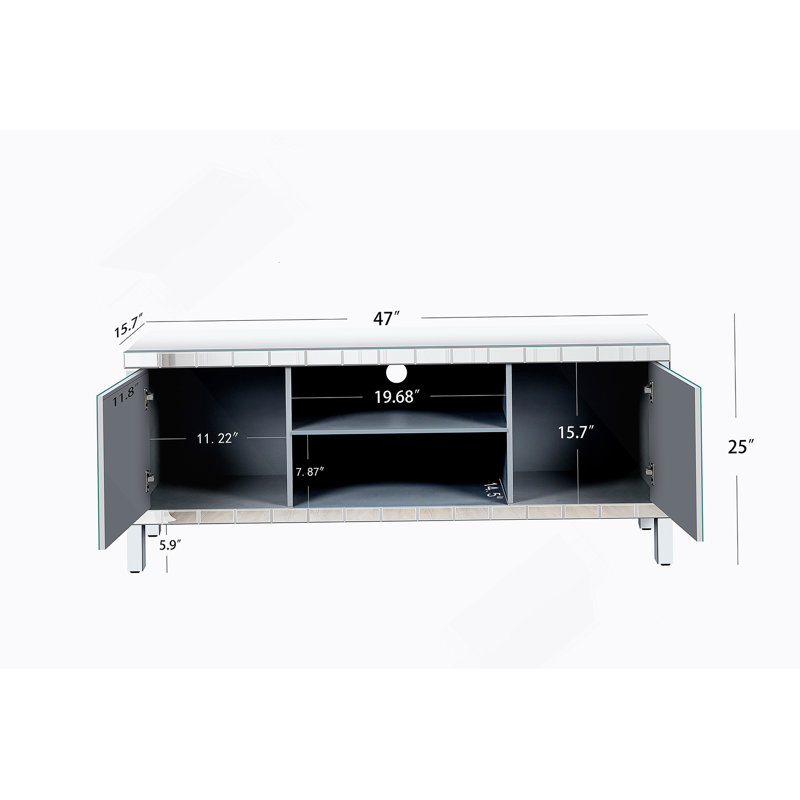 Meuble télé 47 pouces avec portes en verre Diamond