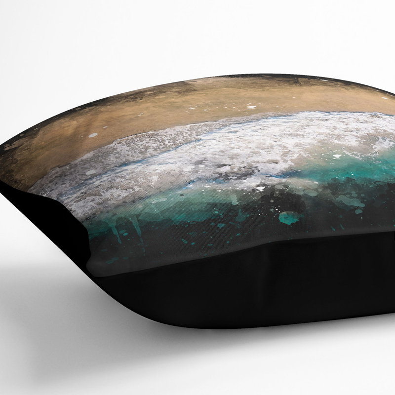 Huntington Beach California Paint Splash Cushion with Filling, 55cm H x 55cm W x 20cm D, Black