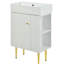 Meuble-lavabo de salle de bain avec lavabo en céramique et rangement à droite - boîte à tablettes blanche moderne 21,6 po-975929267
