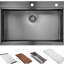 Lavabo de cuisine en acier inoxydable noir de calibre 16 30 po x 22 po