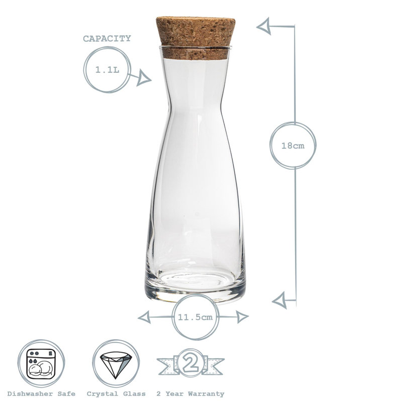 Ypsilon Glass Carafe With Cork Lid - 1.1 Litre