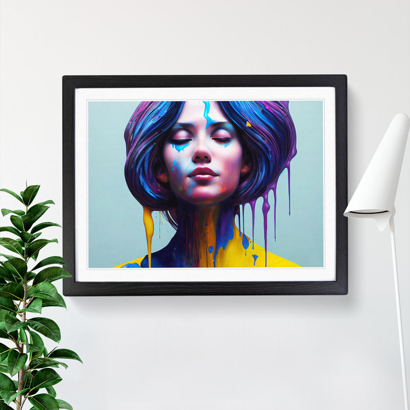 XH1022-10296X Woman Painted Vol.2 Abstract - Single Picture Frame Print, Black Framed, 46cm H x 64cm W x 2cm D