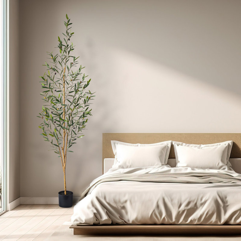 Faux Olive Tree in Pot, 72" H x 7.5" W x 7.5" D