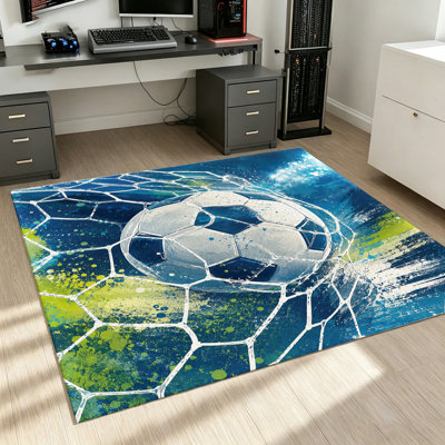Tapis de soccer pour filet de but de soccer, tapis de sol intérieur à thème sportif, tapis antidérapants lavables pour le salon, la chambre à coucher, la salle de jeux, la décoration de soccer de la Coupe du monde