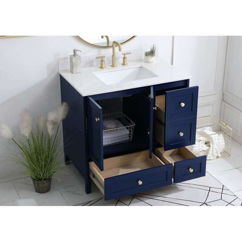 Ensemble de meuble-lavabo simple 36 po Selma, Bleu