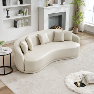91'' Faux Leather Curved Sofa
