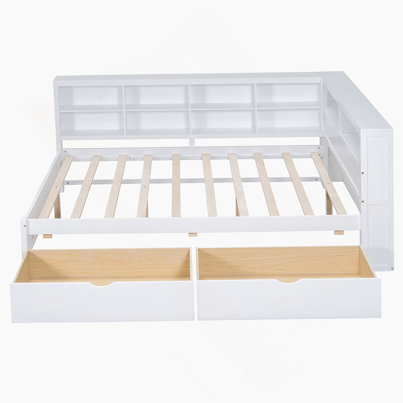 Lit de jour moderne avec tiroirs et ports de chargement USB, Blanc