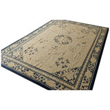 1920s Beige Ground Medallion Traditional Motif Antique Chinese Peking Wool Rug 6'0" x 9'0"