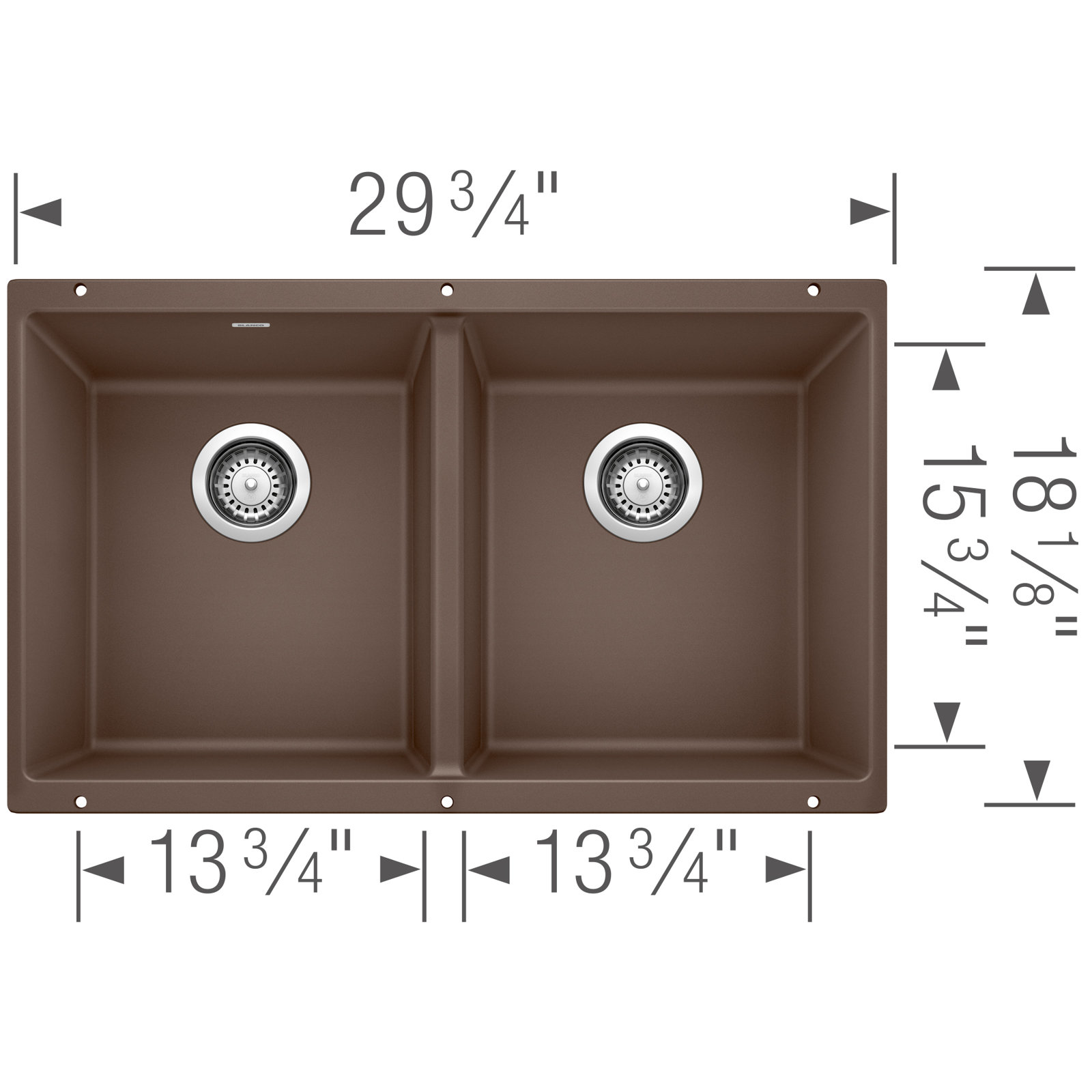 Precis SILGRANIT 29" Double Bowl Kitchen Sink, Café Brown