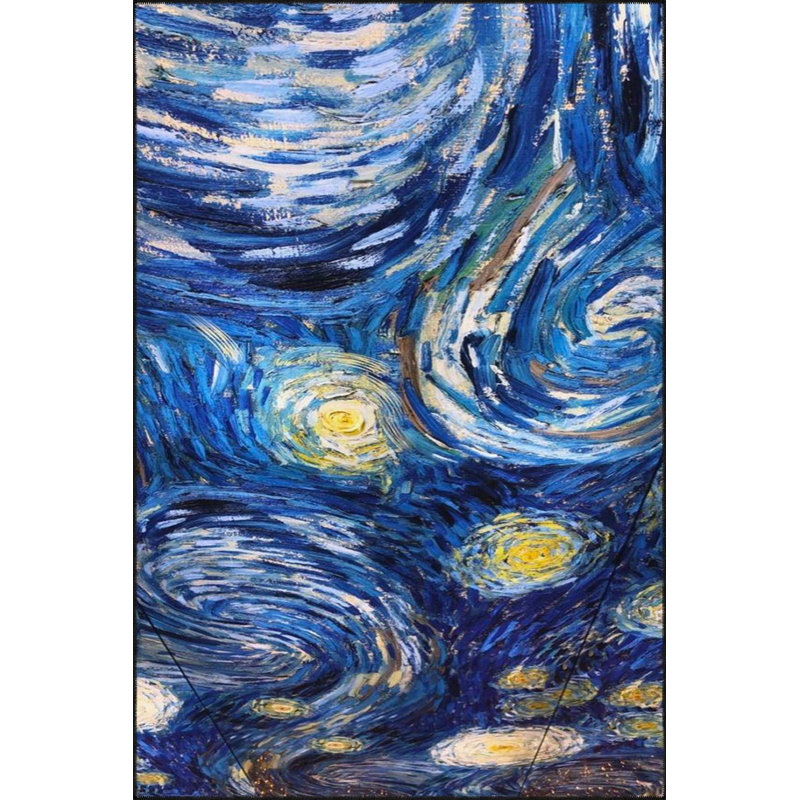 Tapis tissé bleu à motif pastel lavable à la machine, Carré 3 pi 3 po