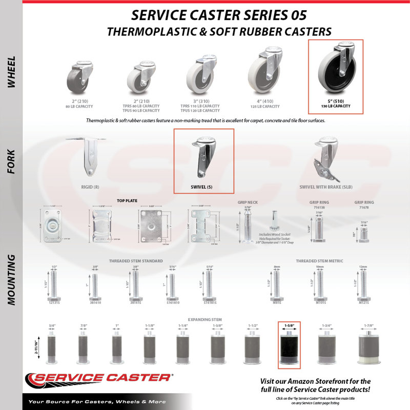 Thermoplastic Rubber Expanding Caster