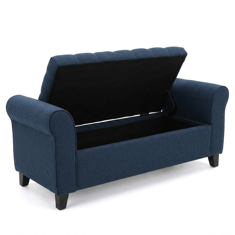 Banc de rangement en tissu Dionigio, Bleu marine
