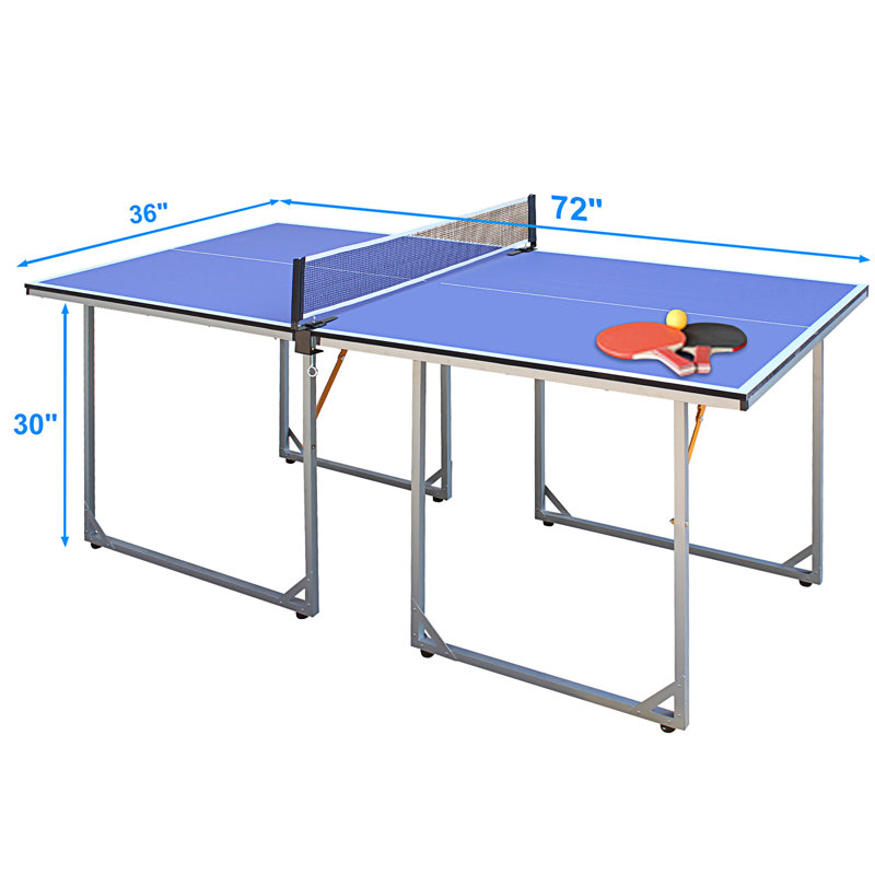 6Ft Mid-Size Table Tennis Table Foldable  And  Portable Ping Pong Table Set For Indoor  And  Outdoor Games With Net, 2 Table Tennis Paddles And 3 Balls