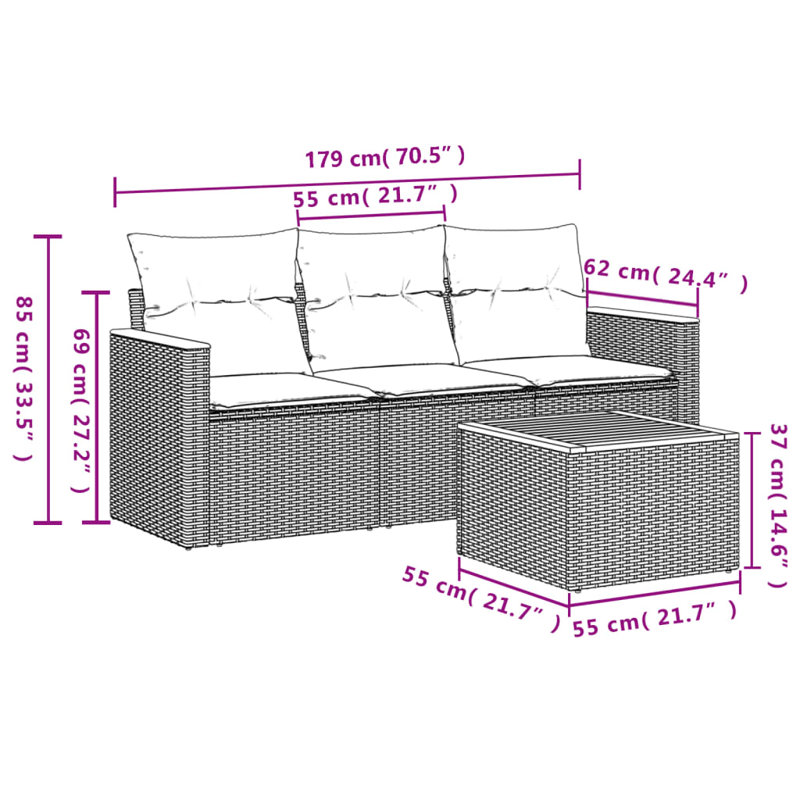  Garden Sofa Set Grey, Gray