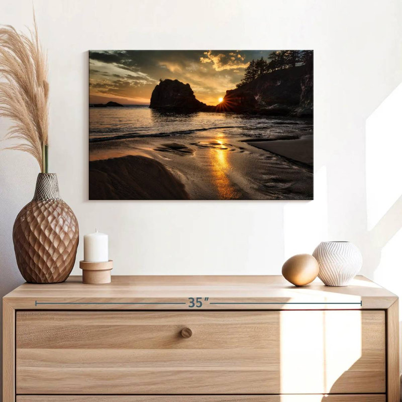 Gillard, coucher de soleil sur la plage secrète, côte de l'Oregon, H 16 po x l 24 po
