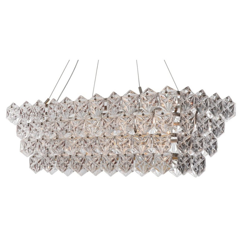 Lustre hexagonal en acier Venetian OvertureLight, Bronze antique, Transparent, L 36 po x l 18 po x H 15 po