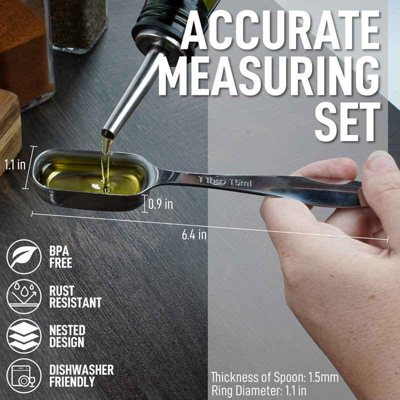 Zulay Kitchen Measuring Spoons Rectangular With Leveler - Set Of 6
