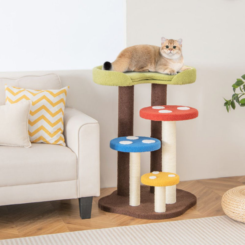 Dakota Fields Cat Tree Mushroom Unique Multi-level Cute Cat Tower W/ Scratching Post Indoor