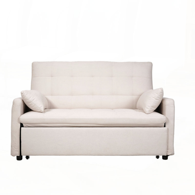 Très grand canapé-lit convertible 2 places avec poches et coussins pour plus de confort et d'espace, Beige