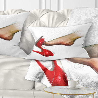 Leg Wearing High Heel Shoe - Portrait Printed Throw Pillow