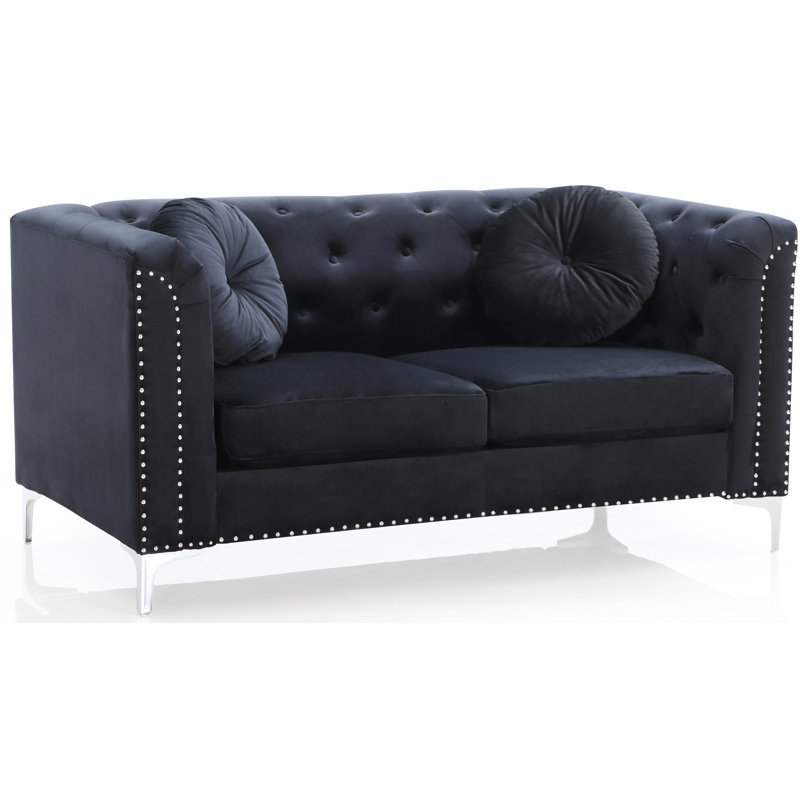 Sleek Black Contemporary Loveseat