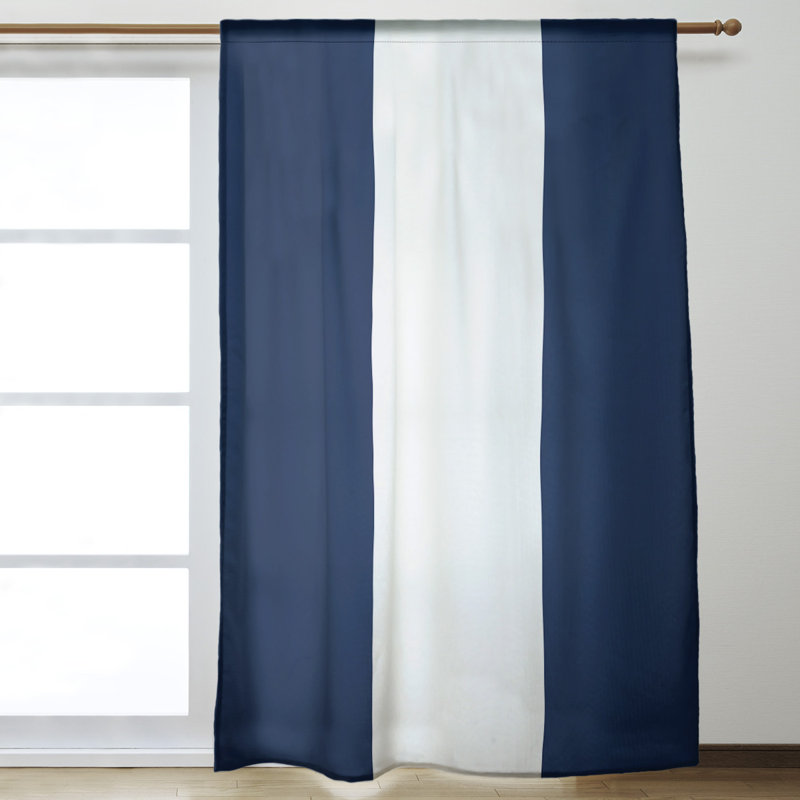 Room Darkening Curtain Single Panel, Atlanta Baseball Navy Blue/White/Navy Blue