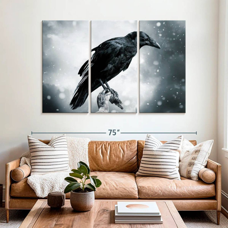 Corbeau noir Brampt, H 42 po x l 65 po
