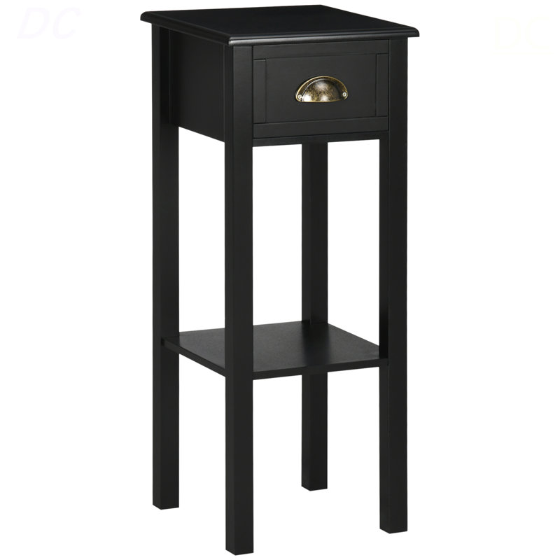 Table d'appoint à 2 niveaux avec tiroir HOMcom, table de bout étroite avec tablette inférieure, pour le salon ou la chambre à coucher, table