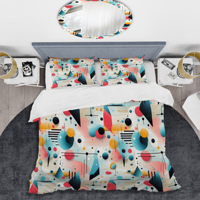 Pink And Blue 1950S Trendy Patterns II Duvet Cover