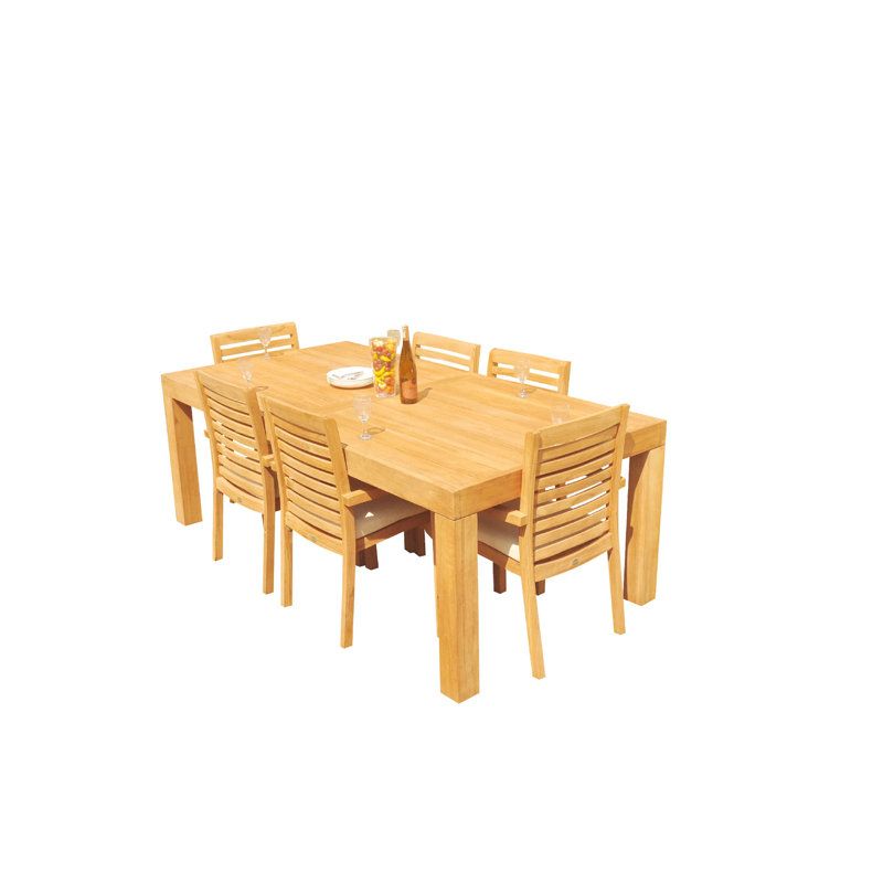 Cimah 6 - Person Teak Wood Patio Dining Set with Rectangular Table