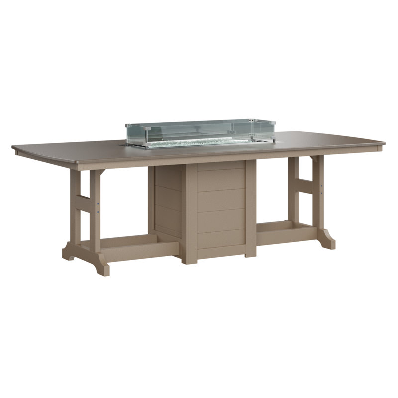 Berlin Gardens Garden Classic 96″ Fire Pit Dining Table, 31" H x 44" W x 96" D, Hammered Top Bronze with Weatherwood Base