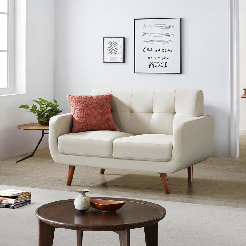 Pollard Upholstered 51'' Loveseat, Beige 100% Polyester